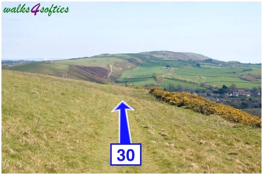 Walk direction photograph: 30 for walk Purbeck Way and West Hill, Corfe Castle, Dorset, South West England.