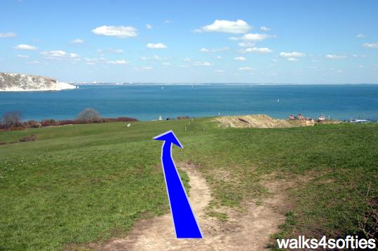 Walk direction photograph: 10 for walk Peveril Point and Swanage, Durlston, Dorset, South West England.