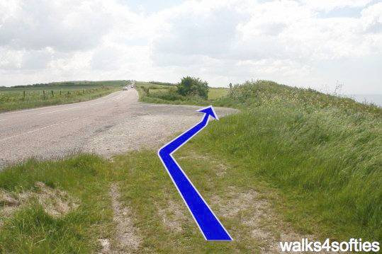 Walk direction photograph: 4 for walk Limekiln Hill, West Bexington, Dorset, South West England.
