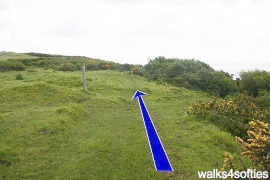 Walk direction photograph: 6 for walk Limekiln Hill, West Bexington, Dorset, South West England.